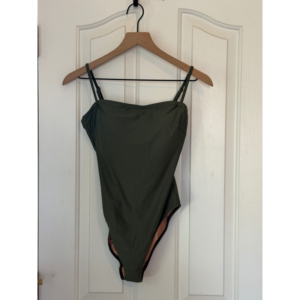 NWOT J.Crew | 2024 Squareneck One Piece Swimsuit BY354 Size 4 Olive Green - Picture 3 of 7